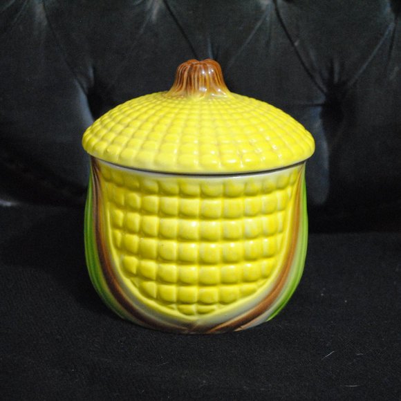 Vintage Japan Ear of Corn Ceramic Cookie Jar / Canister Mid-century Cotagecore